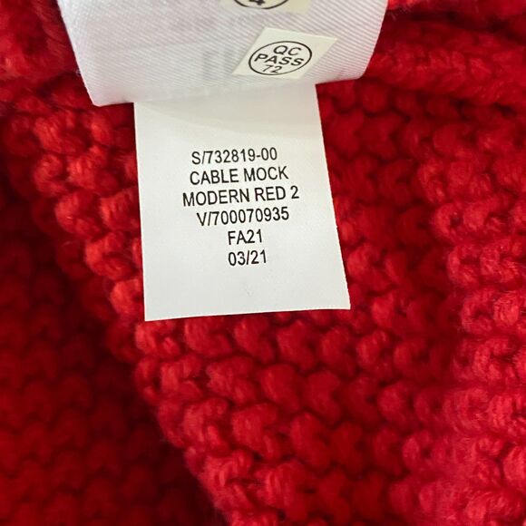 New Gap Toddler Mockneck Cable-Knit Red Sweater Boy's Size 3T - Picture 6 of 8
